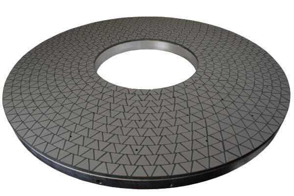 Resinous top & bottom flat honing and fine grinding wheel - detail of the grinding layer